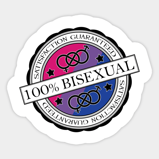 100% Satisfaction Guaranteed Bisexual Pride Flag Colored Stamp of Approval Sticker by LiveLoudGraphics